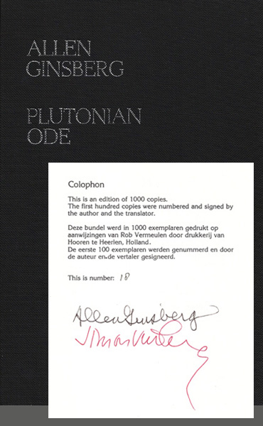 GINSBERG, ALLEN (TRANS. SIMON VINKENOOG) - Plutonian Ode / Plutonische Ode